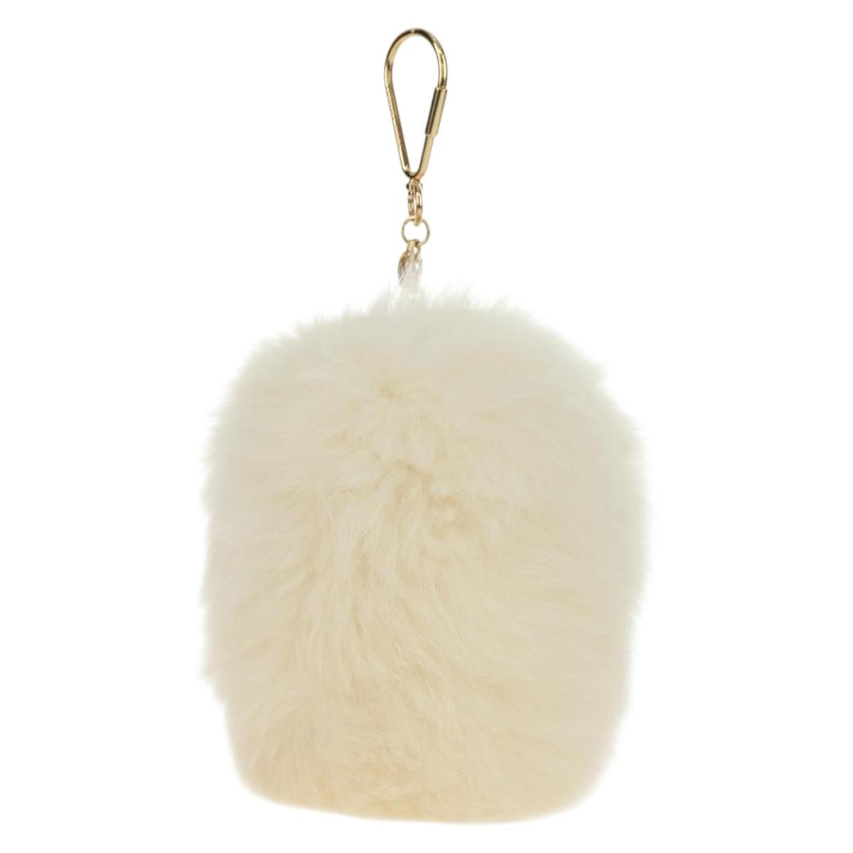 LOUIS VUITTON Fuzzy V Key Holder Fur White Gold M67369 LV Auth 173275M