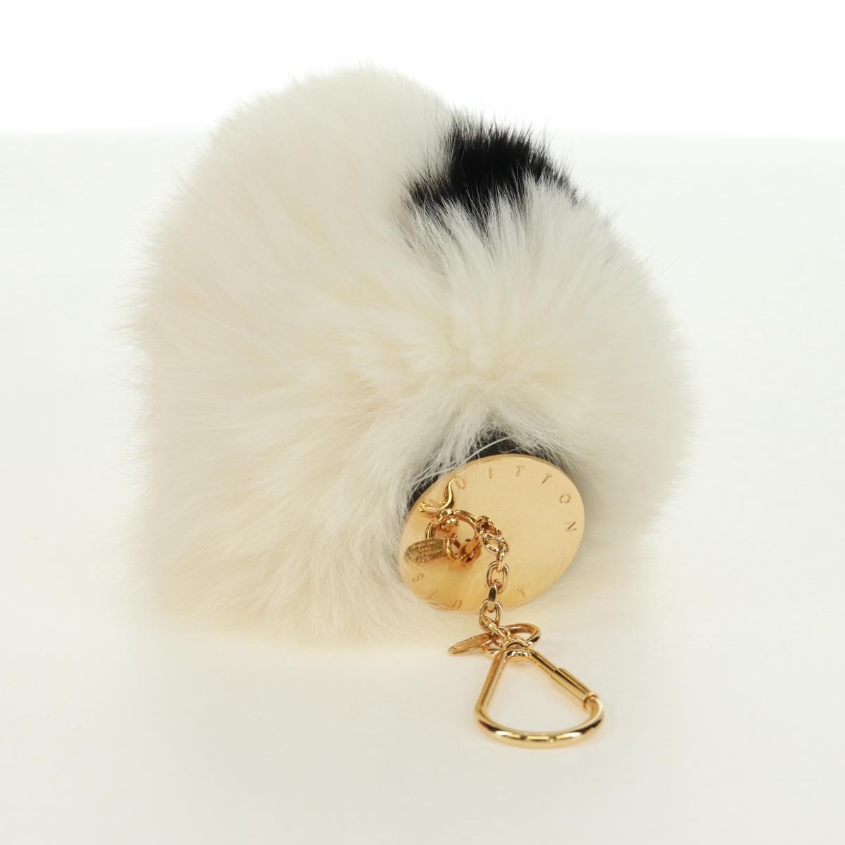 LOUIS VUITTON Fuzzy V Key Holder Fur White Gold M67369 LV Auth 173275M