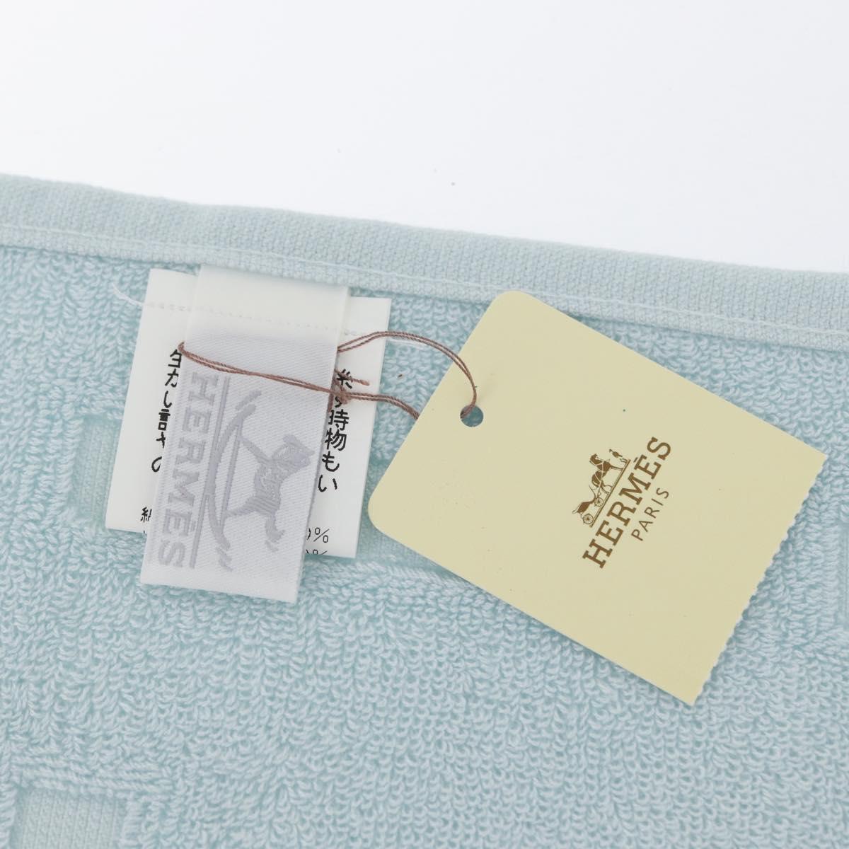 HERMES Towel Cotton 2 Set White Light Blue Auth 173276A