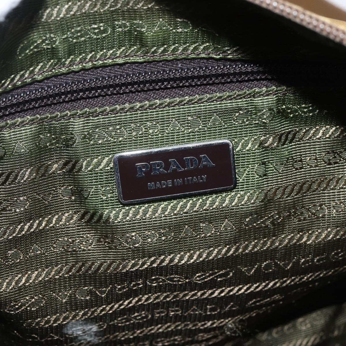 PRADA Shoulder Bag Nylon Beige Silver Auth 173279