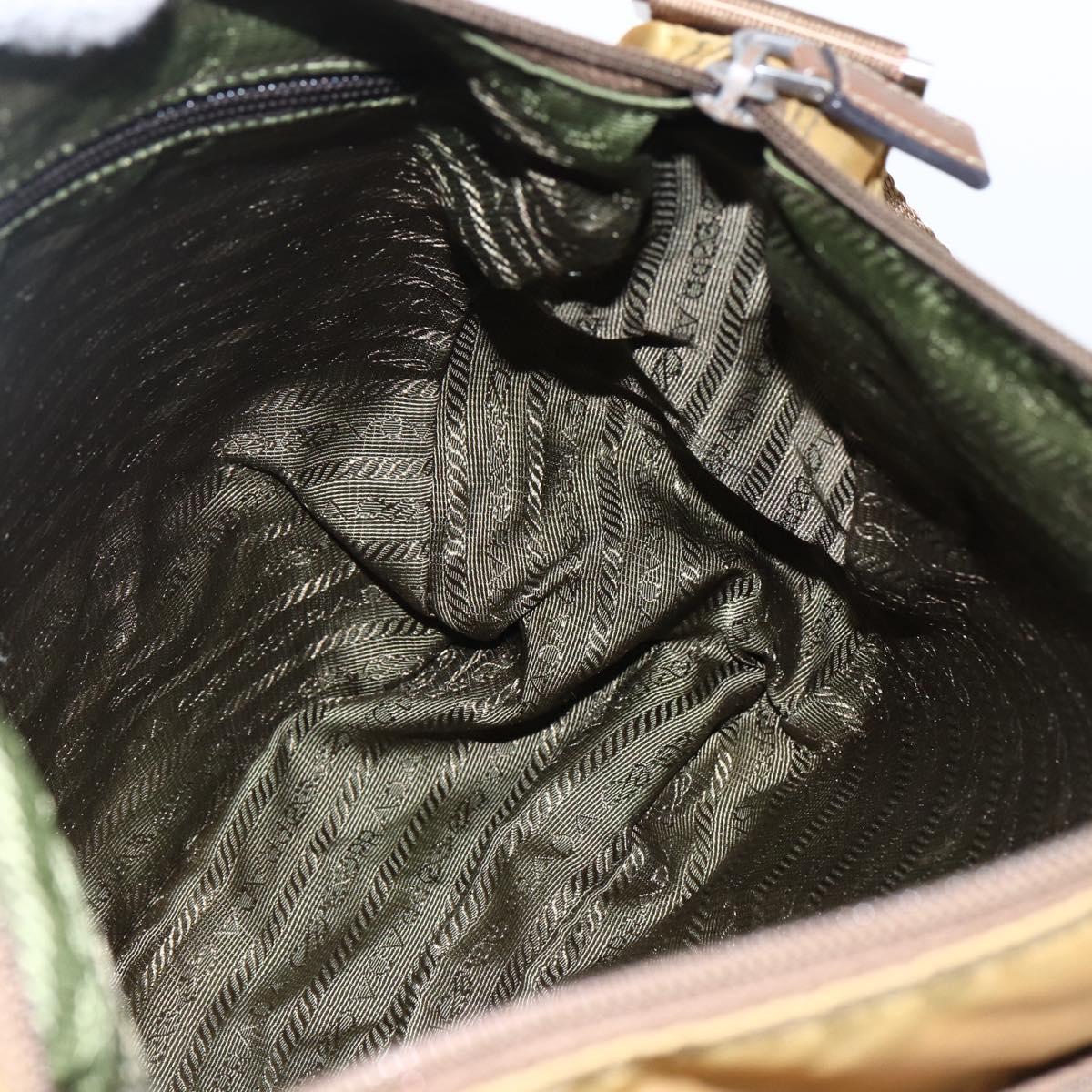 PRADA Shoulder Bag Nylon Beige Silver Auth 173279