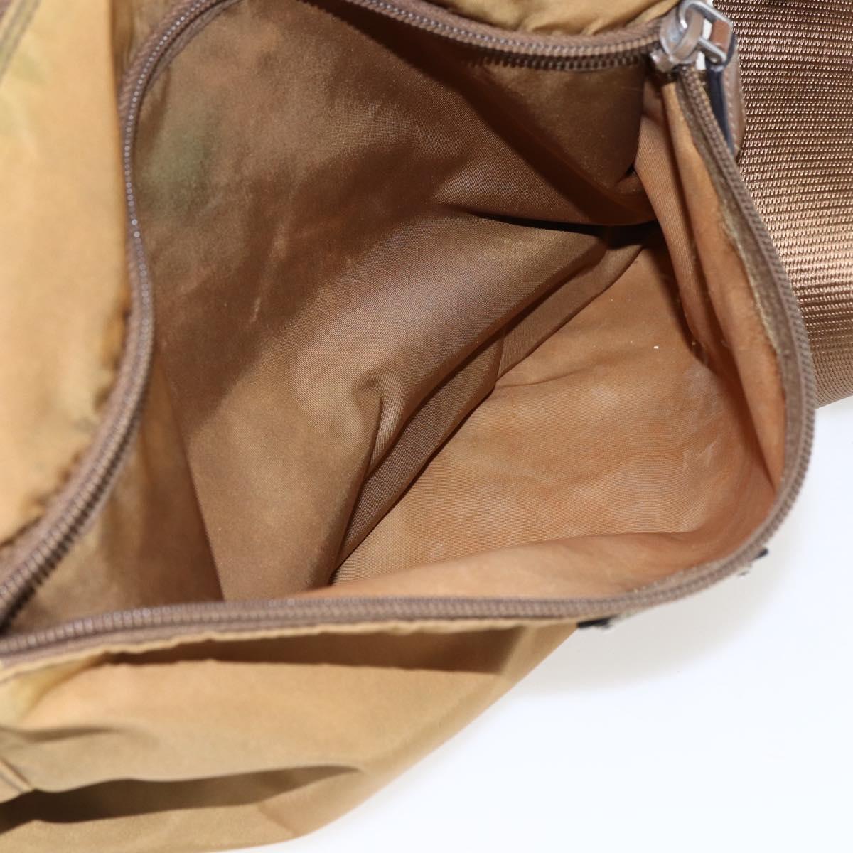 PRADA Shoulder Bag Nylon Beige Silver Auth 173279