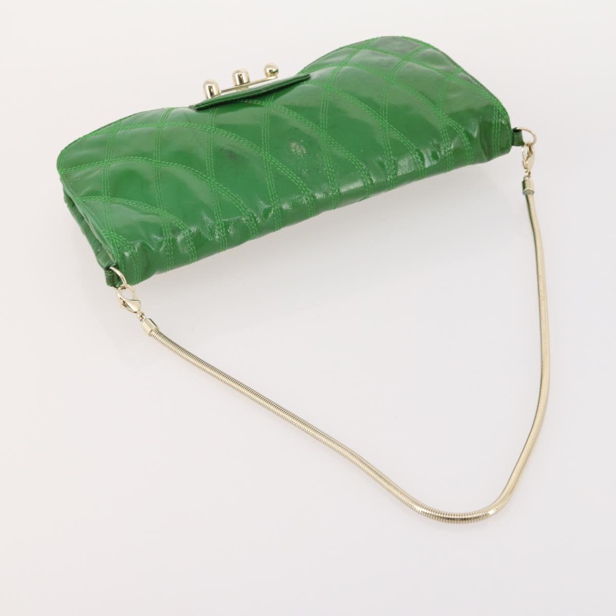 BALLY Shoulder Bag leather Patent 2 Set Black Green Auth 173296
