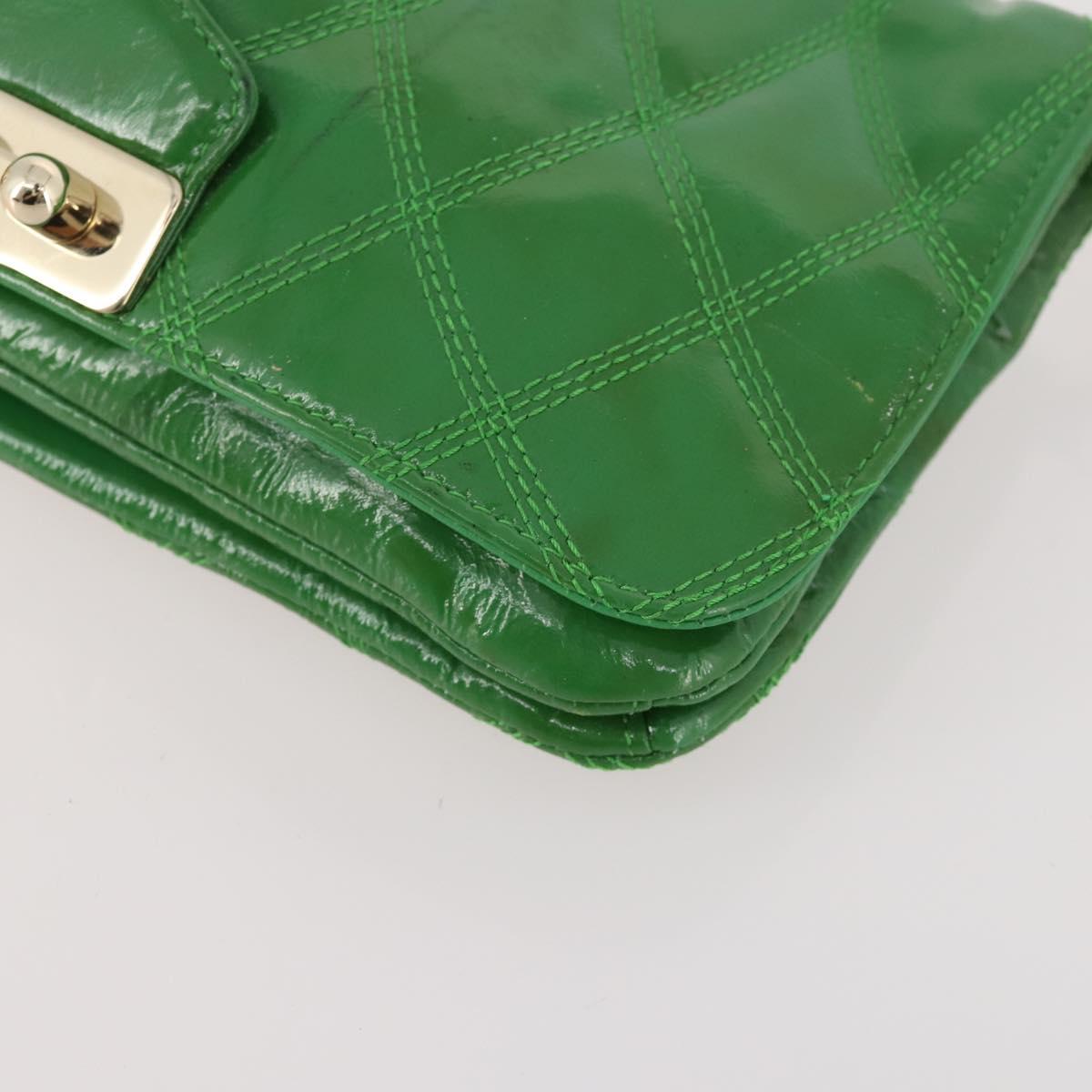 BALLY Shoulder Bag leather Patent 2 Set Black Green Auth 173296