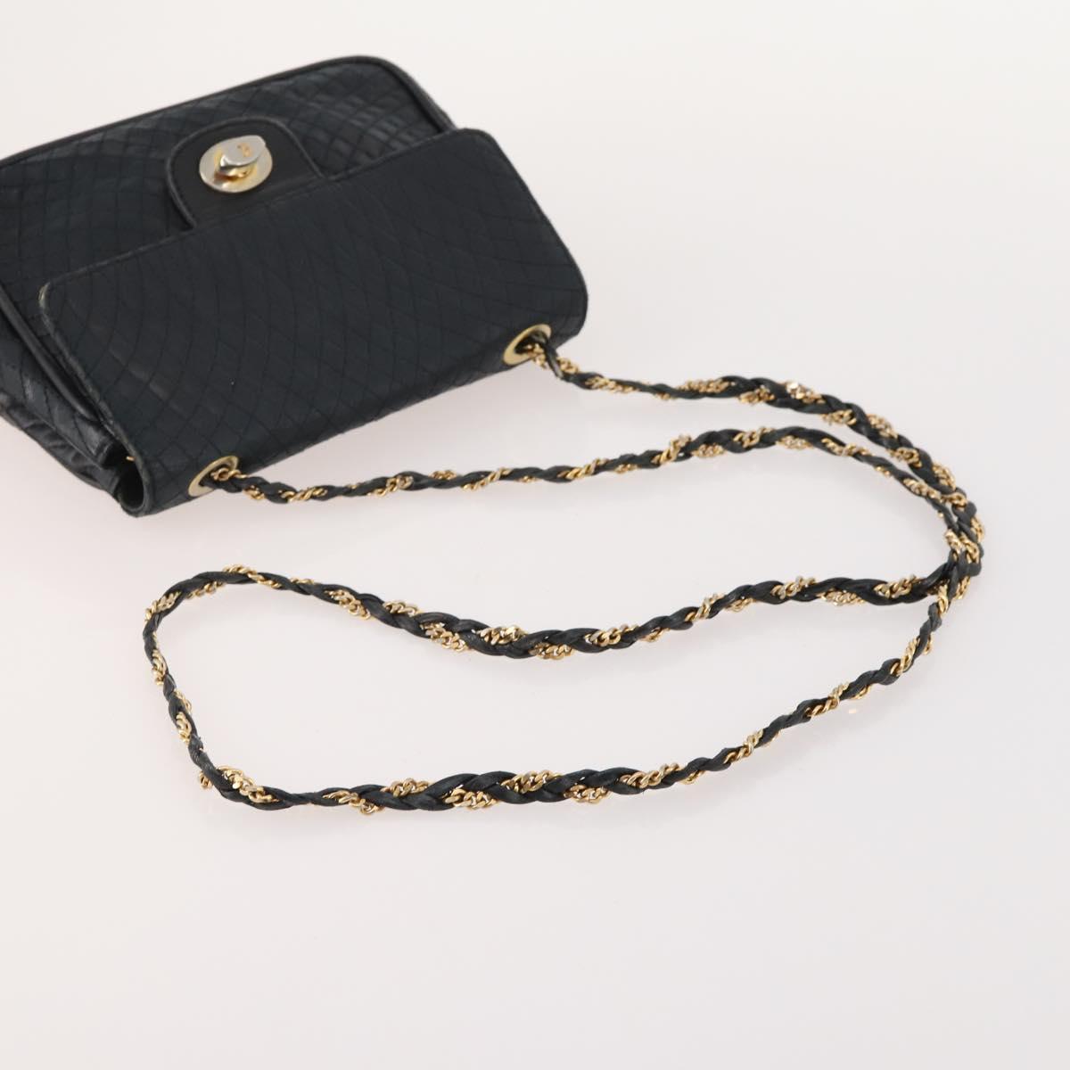 BALLY Shoulder Bag leather Patent 2 Set Black Green Auth 173296