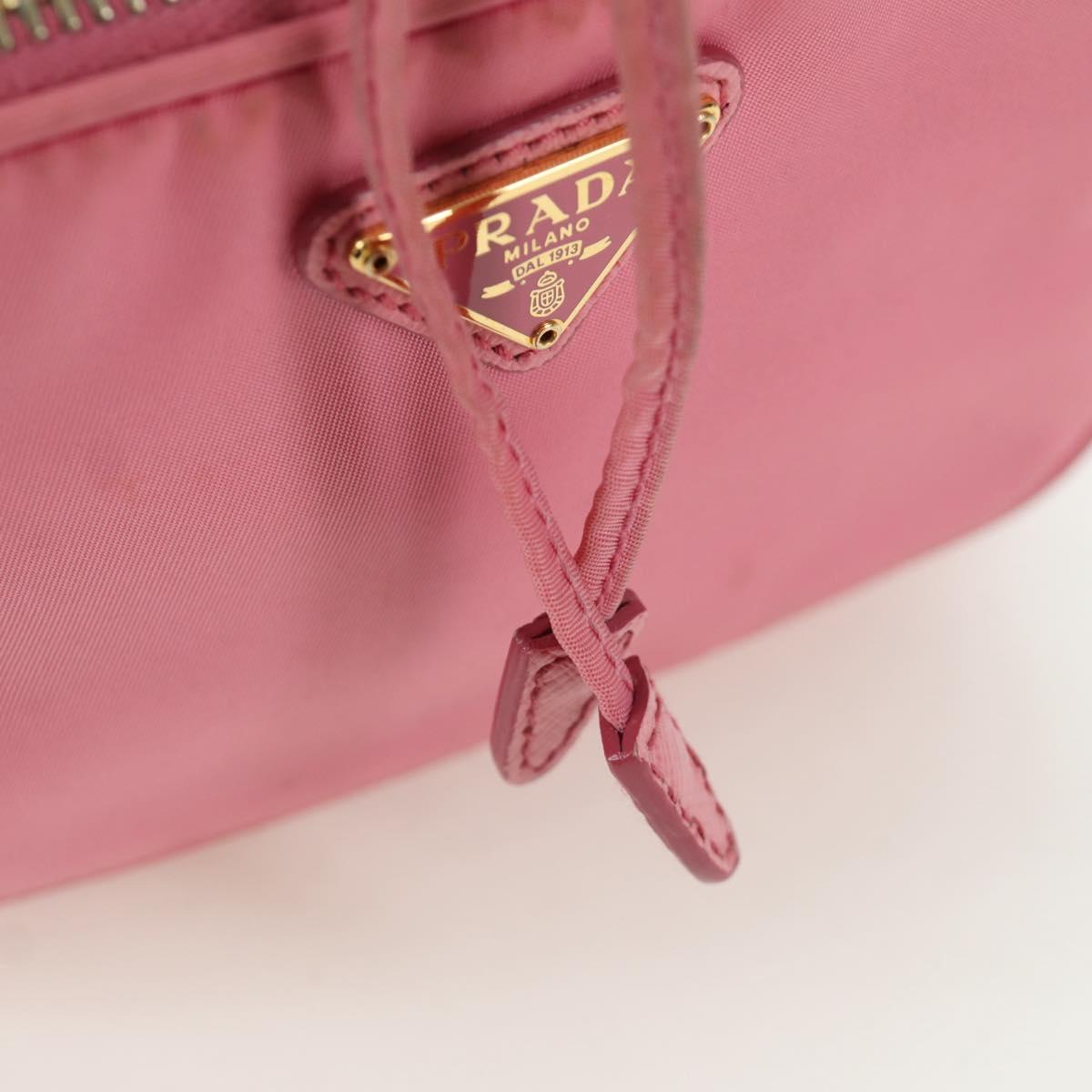 PRADA Hand Bag Nylon 2way Pink Gold Auth 173303A