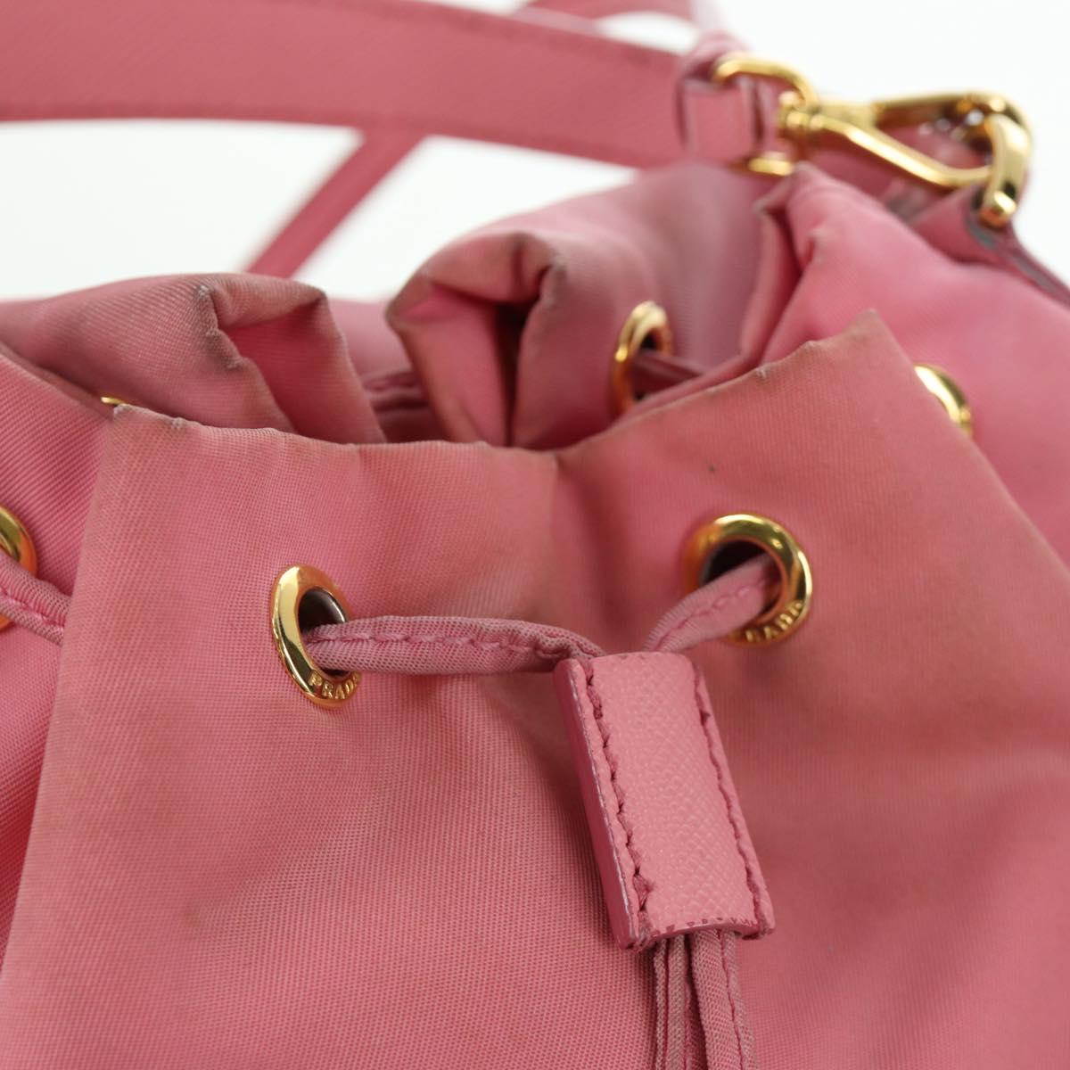 PRADA Hand Bag Nylon 2way Pink Gold Auth 173303A