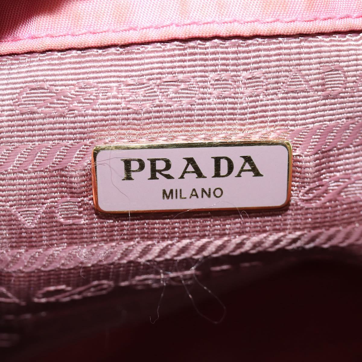 PRADA Hand Bag Nylon 2way Pink Gold Auth 173303A