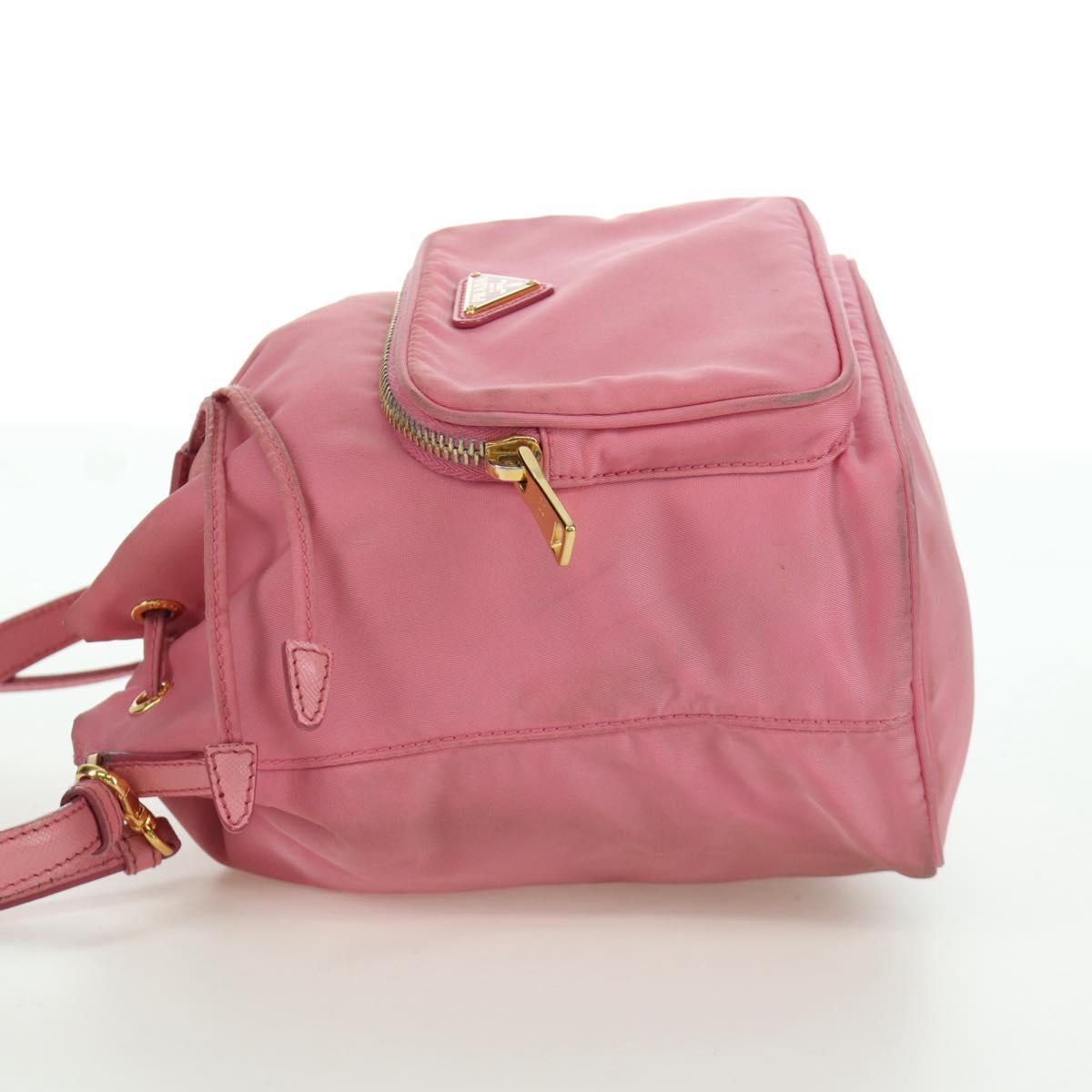 PRADA Hand Bag Nylon 2way Pink Gold Auth 173303A