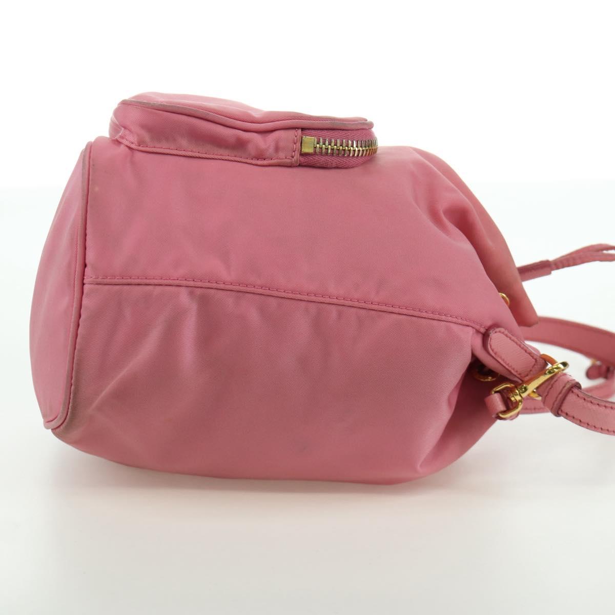 PRADA Hand Bag Nylon 2way Pink Gold Auth 173303A