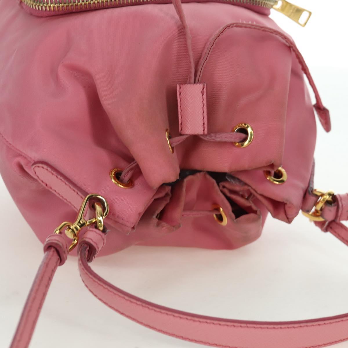 PRADA Hand Bag Nylon 2way Pink Gold Auth 173303A