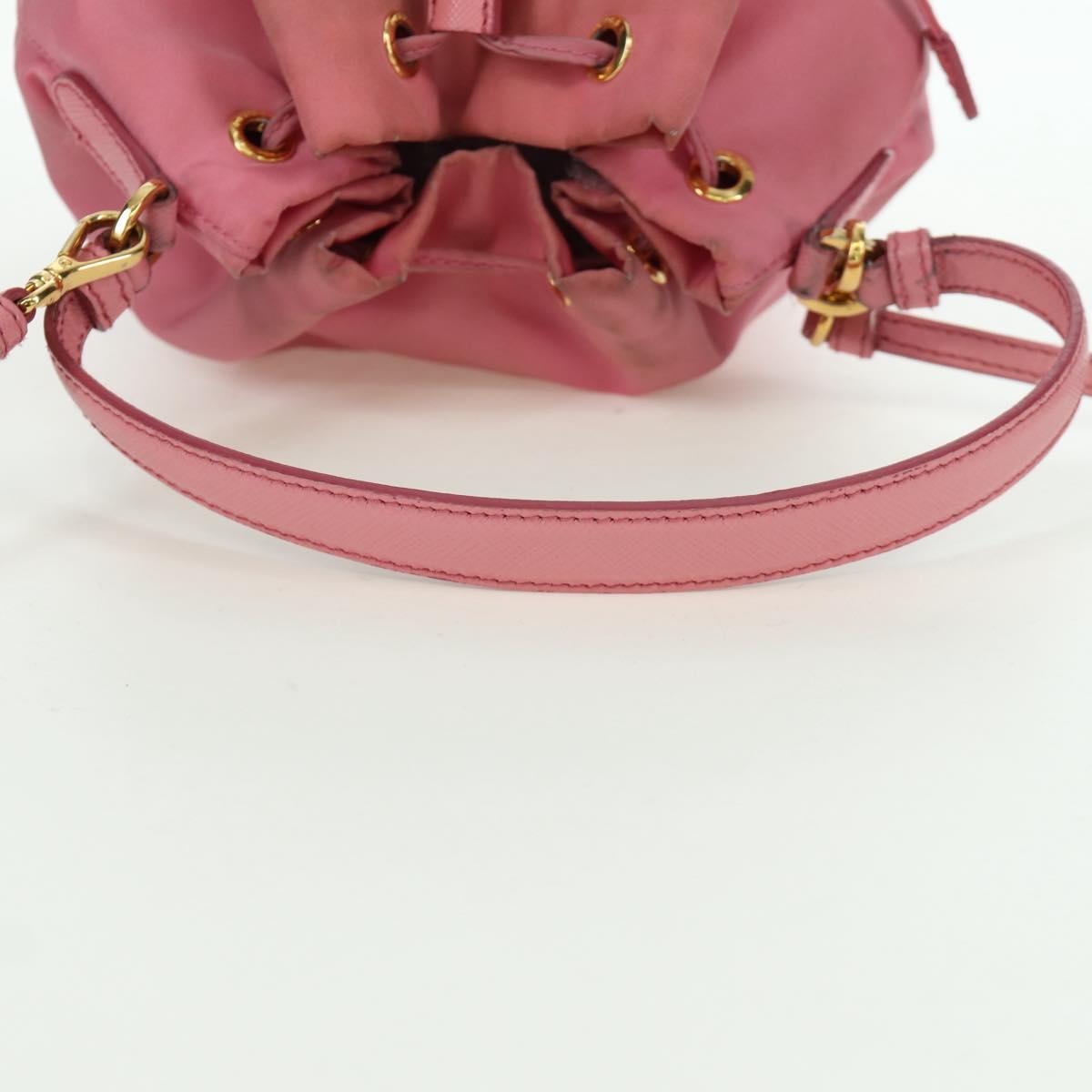 PRADA Hand Bag Nylon 2way Pink Gold Auth 173303A