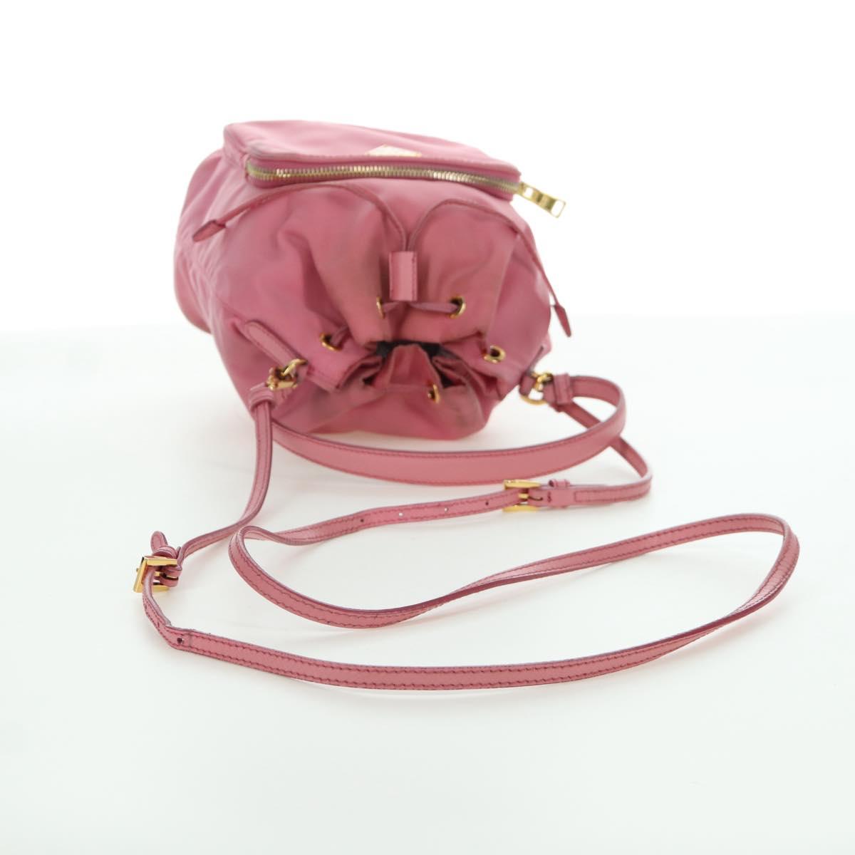 PRADA Hand Bag Nylon 2way Pink Gold Auth 173303A