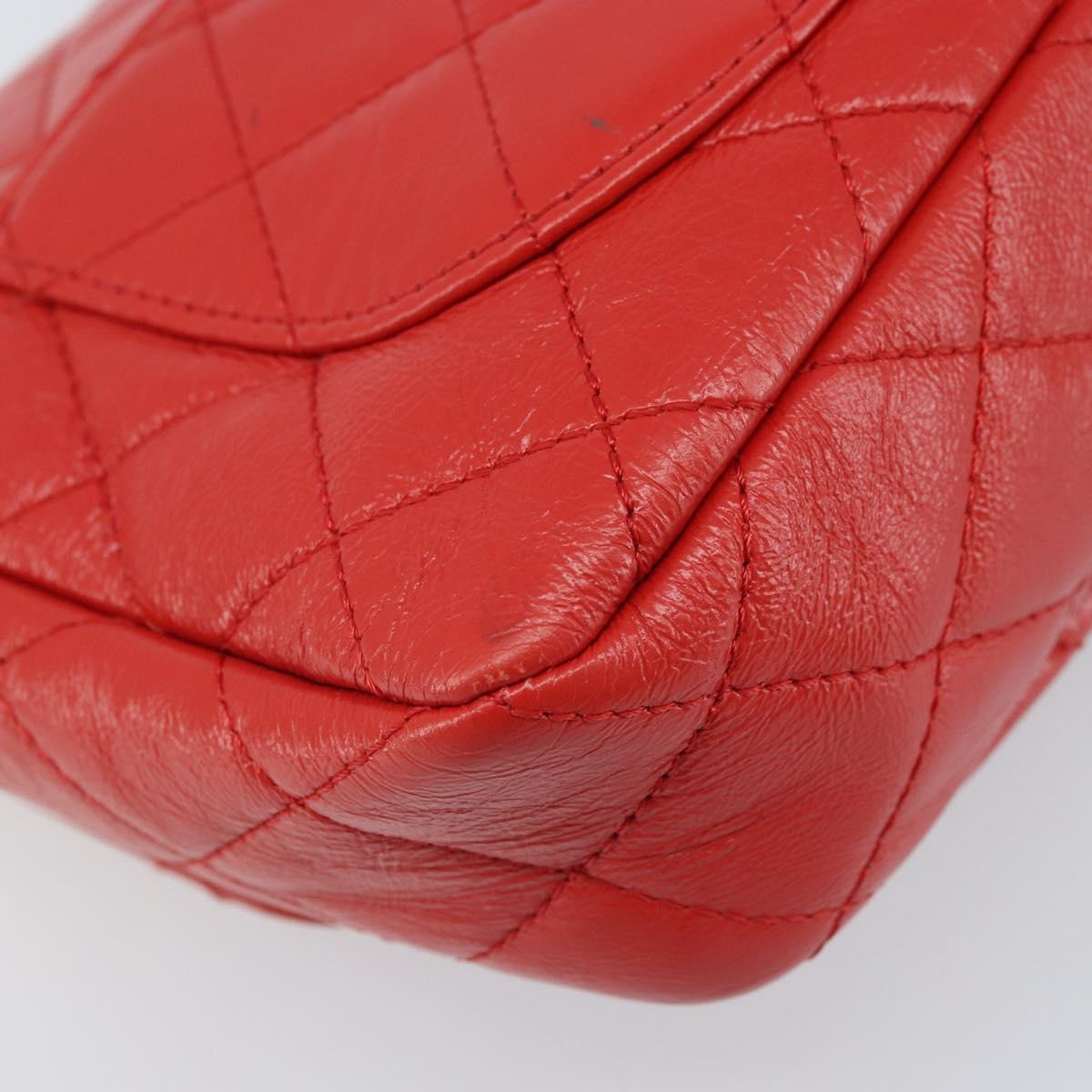 CHANEL Matelasse 25 Chain Shoulder Bag Calf Skin Red CC Auth 173308V