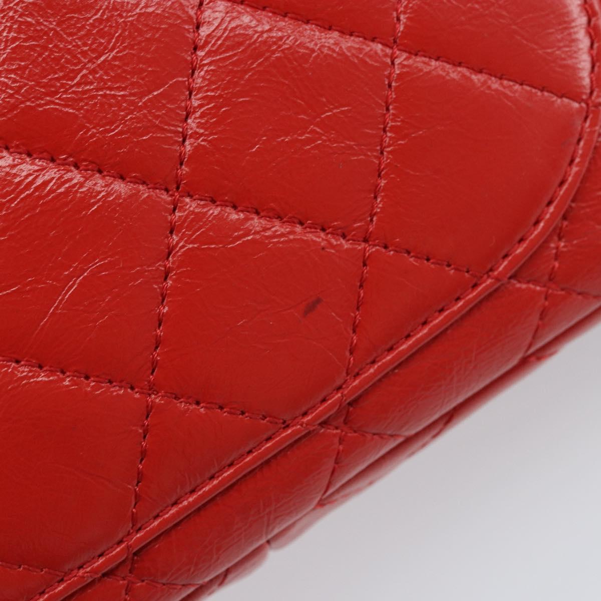 CHANEL Matelasse 25 Chain Shoulder Bag Calf Skin Red CC Auth 173308V