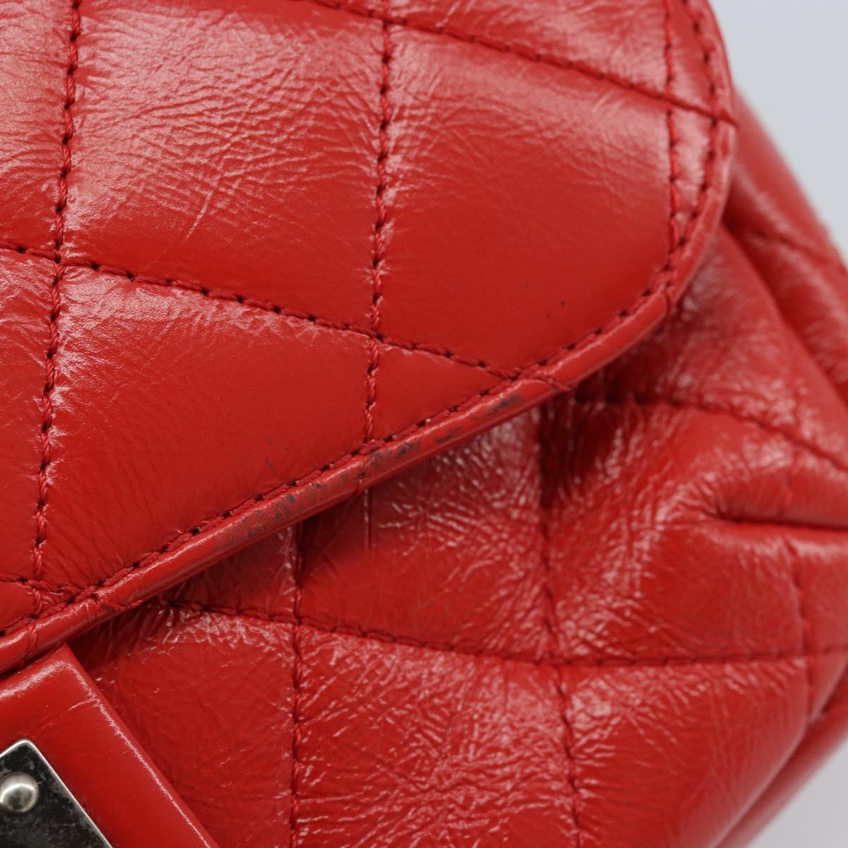 CHANEL Matelasse 25 Chain Shoulder Bag Calf Skin Red CC Auth 173308V