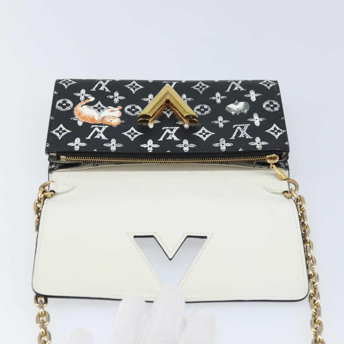 LOUIS VUITTON Catgram Portefeuille Twist Chain Bag Black M63888 LV Auth 173312SM
