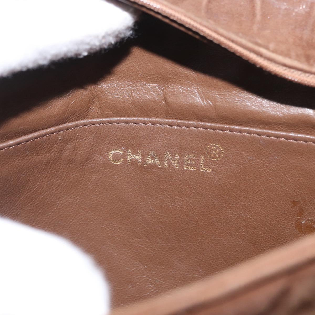 CHANEL V Stitched Chain Shoulder Bag Suede Brown Gold CC Auth 173313V