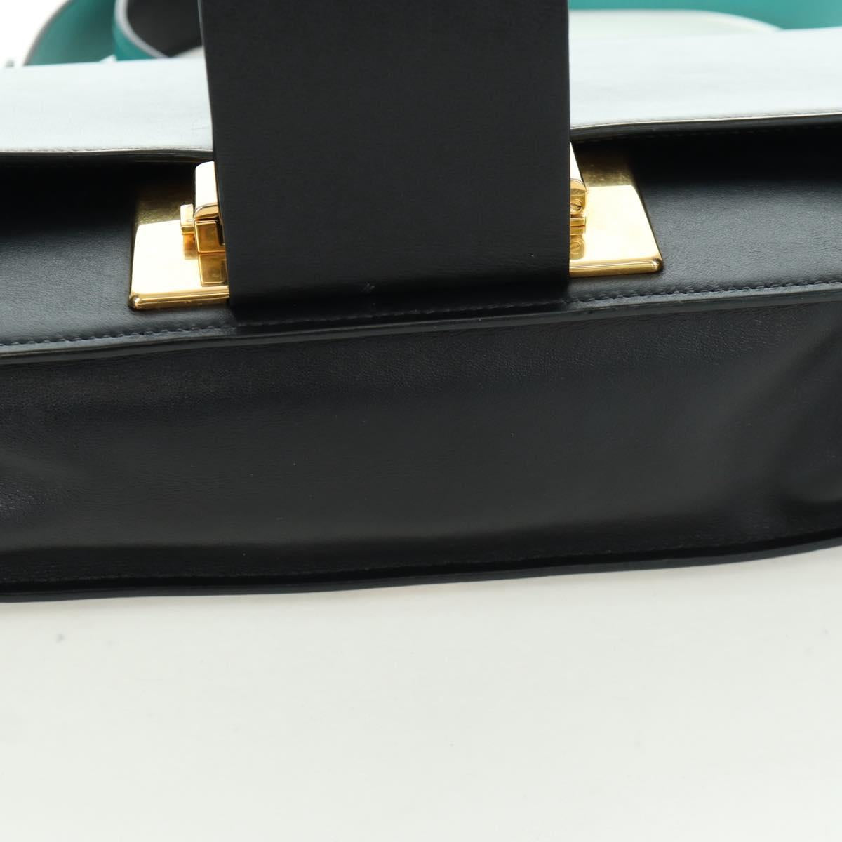 PRADA Shoulder Bag Leather Gray Gold Auth 173314V