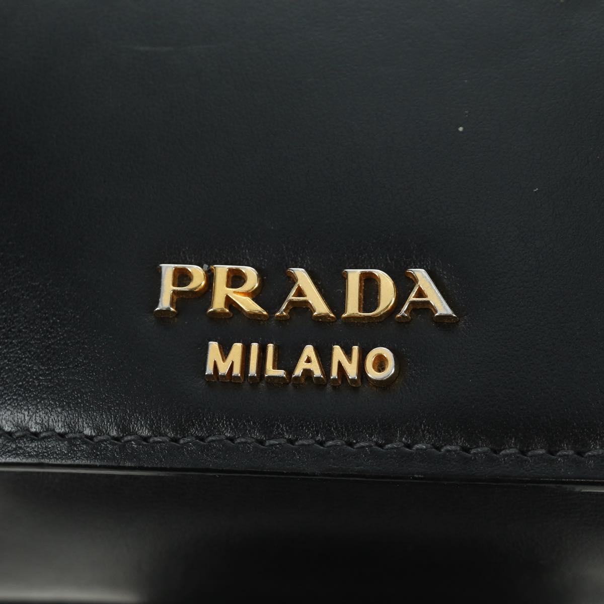 PRADA Shoulder Bag Leather Gray Gold Auth 173314V
