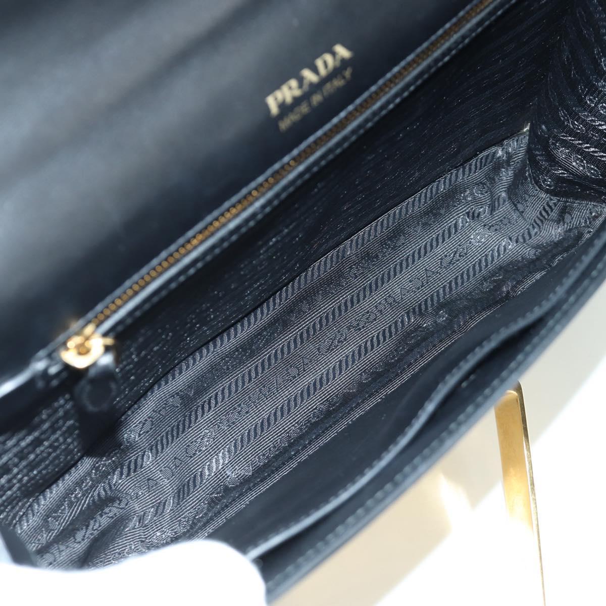 PRADA Shoulder Bag Leather Gray Gold Auth 173314V