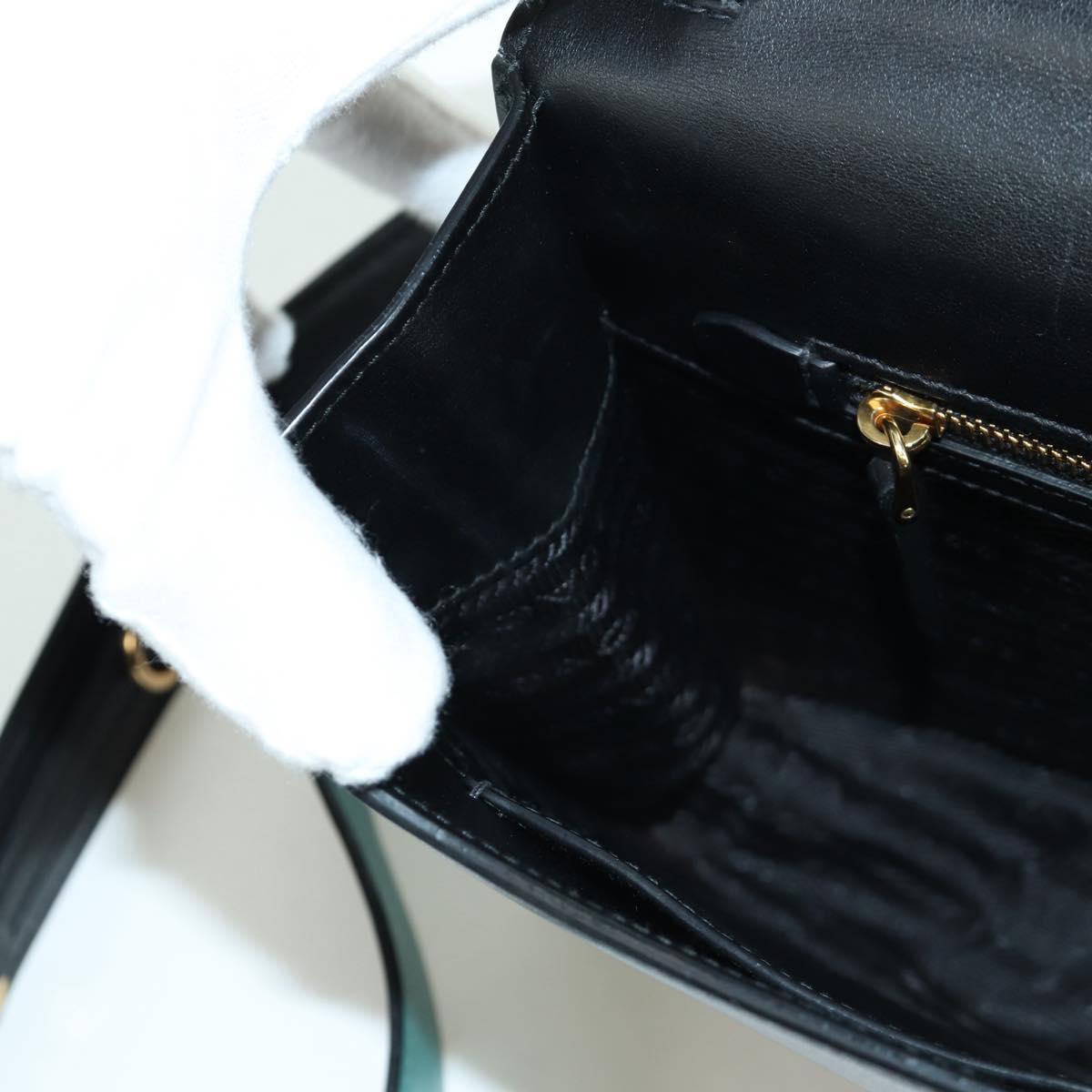 PRADA Shoulder Bag Leather Gray Gold Auth 173314V