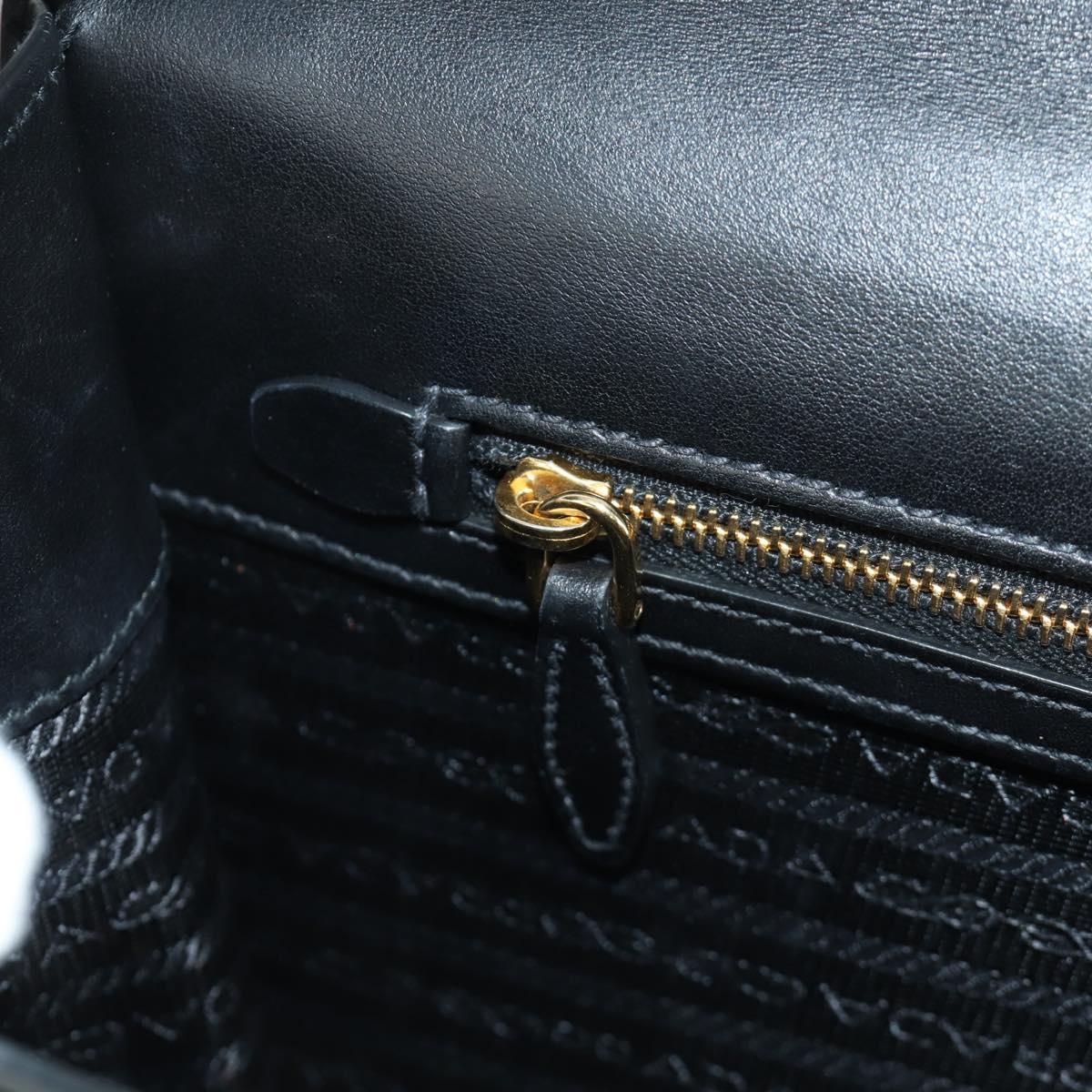 PRADA Shoulder Bag Leather Gray Gold Auth 173314V