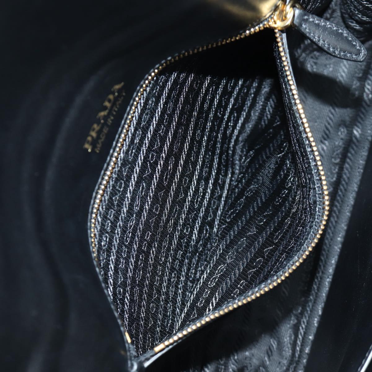 PRADA Shoulder Bag Leather Gray Gold Auth 173314V