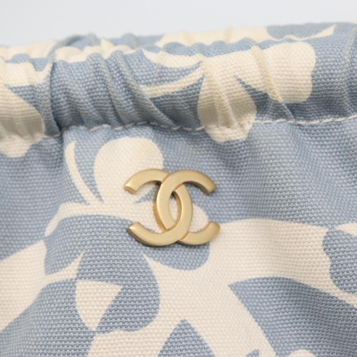 CHANEL Chain Shoulder Bag Canvas Light Blue gold CC Auth 173315SAV