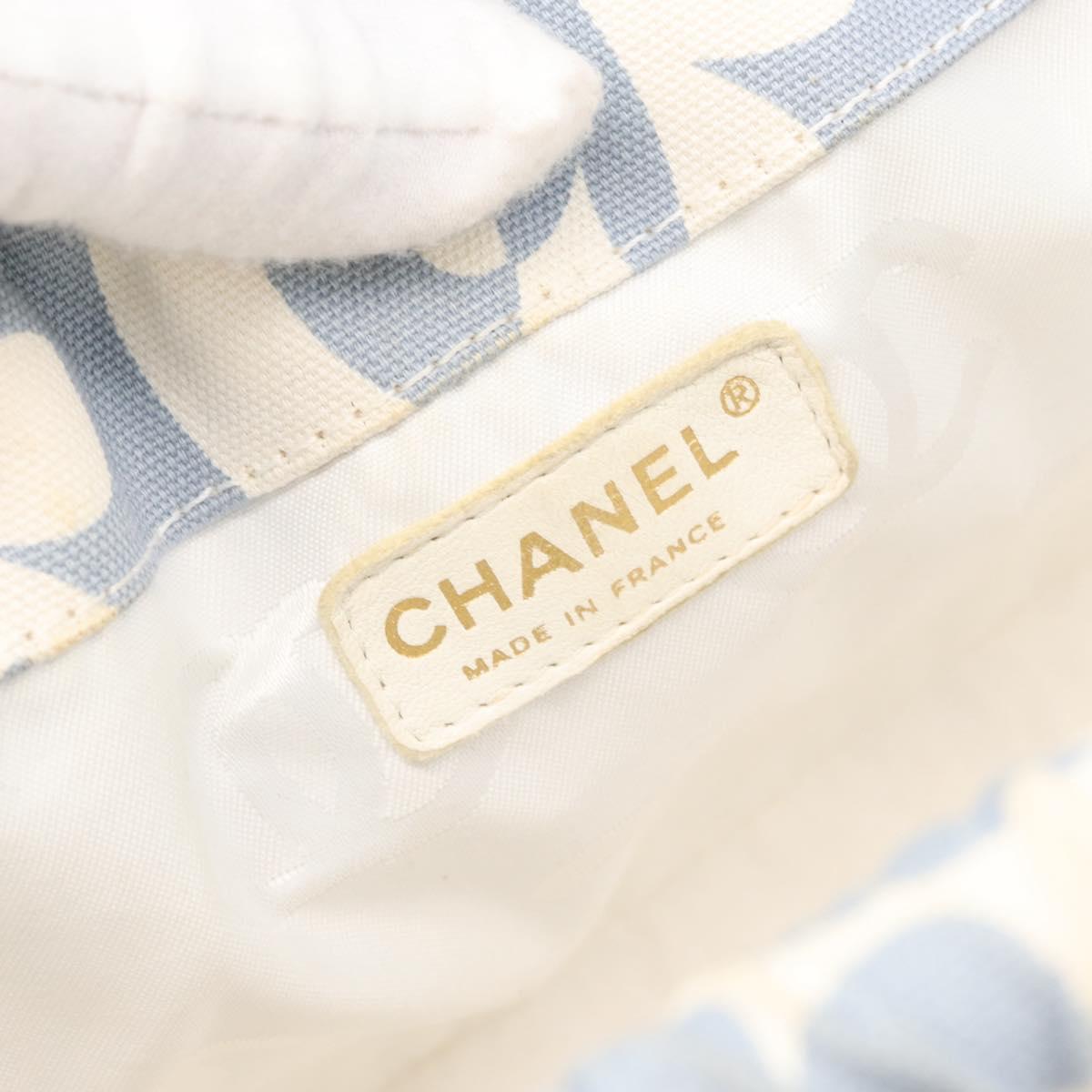 CHANEL Chain Shoulder Bag Canvas Light Blue gold CC Auth 173315SAV
