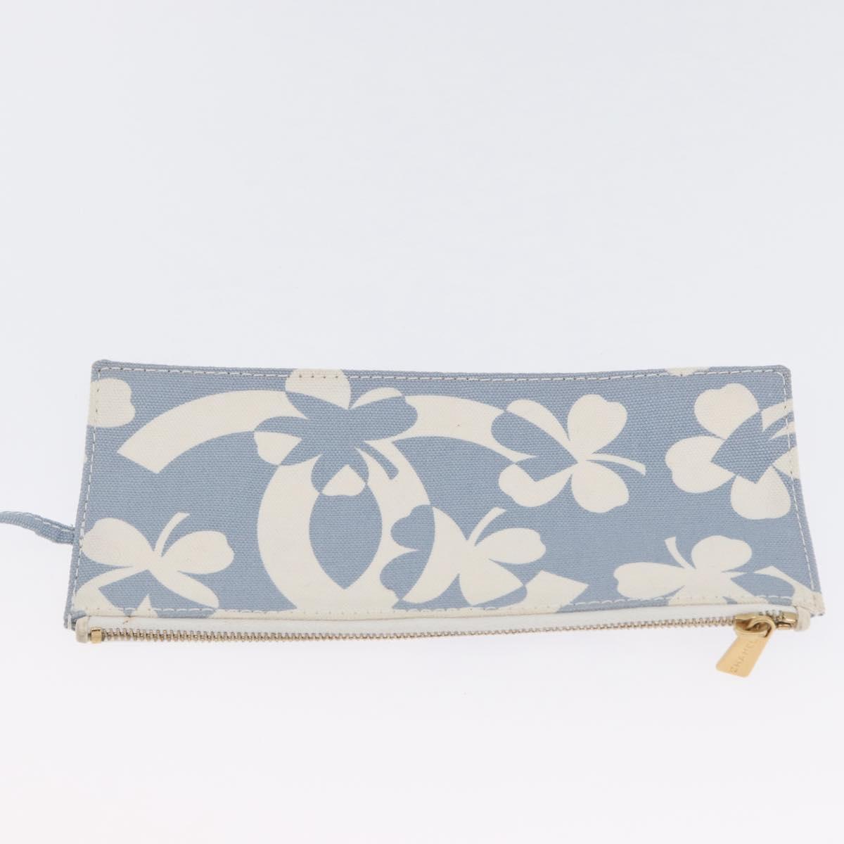 CHANEL Chain Shoulder Bag Canvas Light Blue gold CC Auth 173315SAV