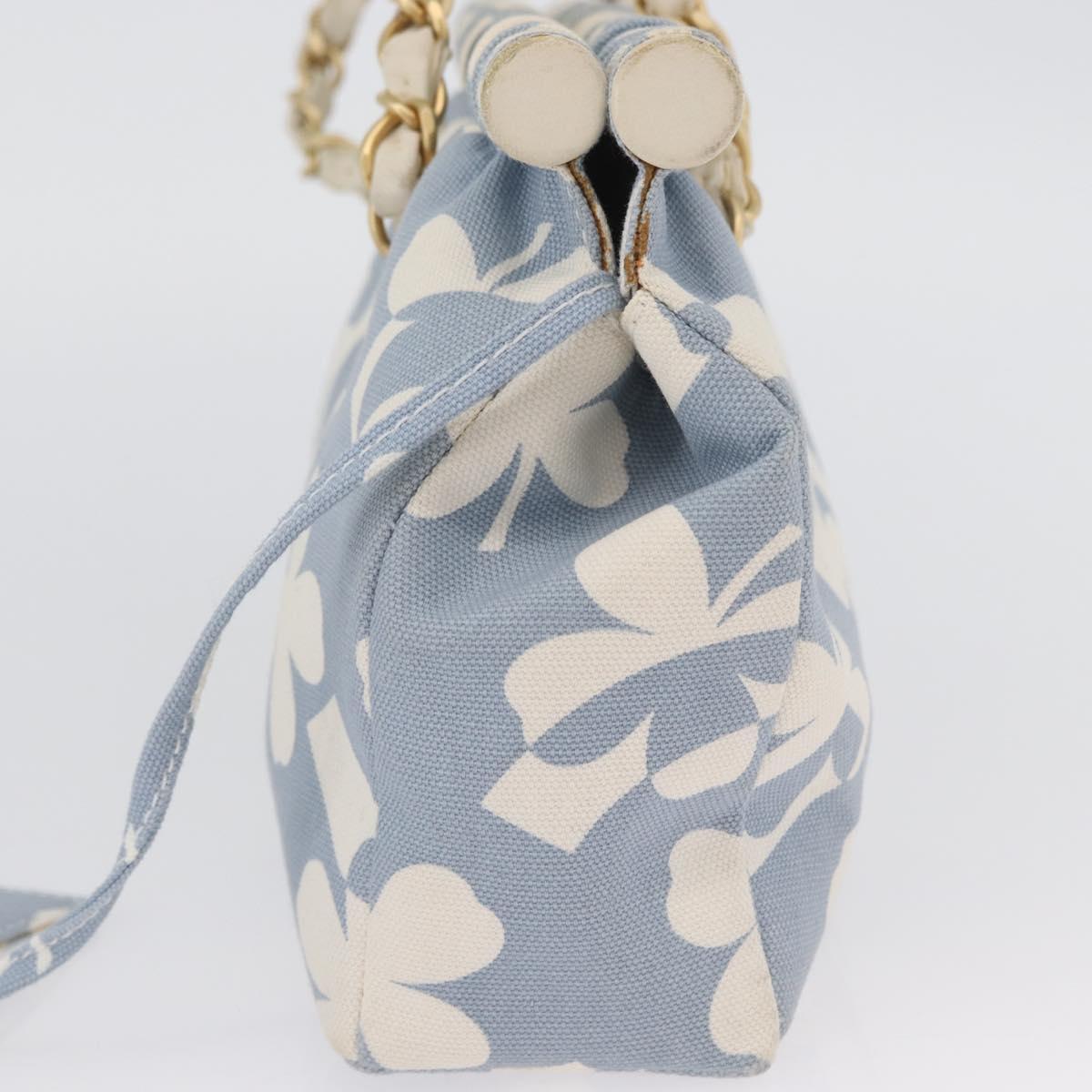 CHANEL Chain Shoulder Bag Canvas Light Blue gold CC Auth 173315SAV