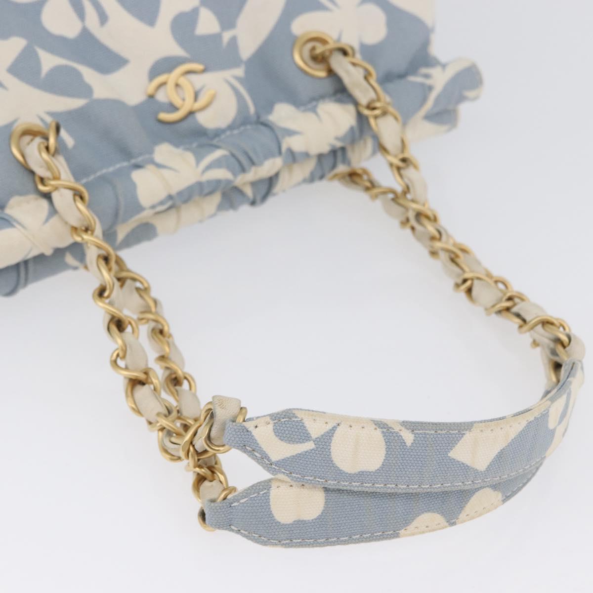 CHANEL Chain Shoulder Bag Canvas Light Blue gold CC Auth 173315SAV