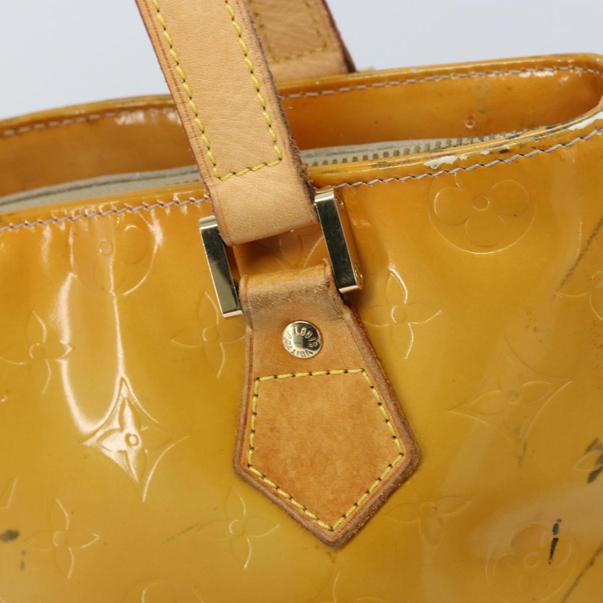 LOUIS VUITTON Monogram Vernis Houston Hand Bag Beige M91004 LV Auth 173330