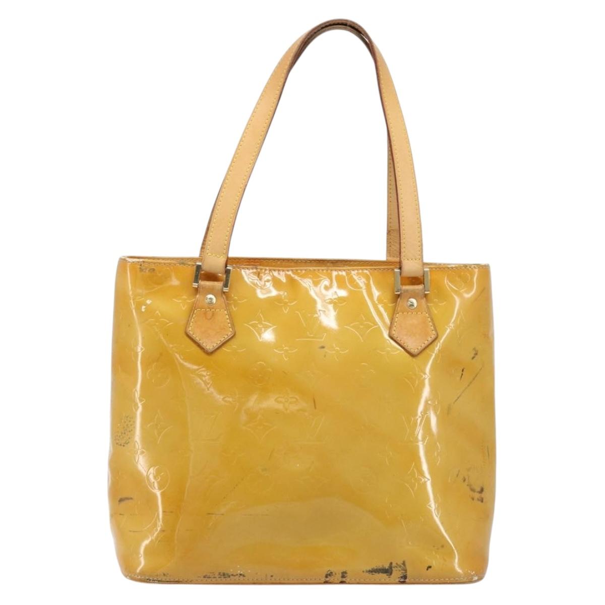 LOUIS VUITTON Monogram Vernis Houston Hand Bag Beige M91004 LV Auth 173330