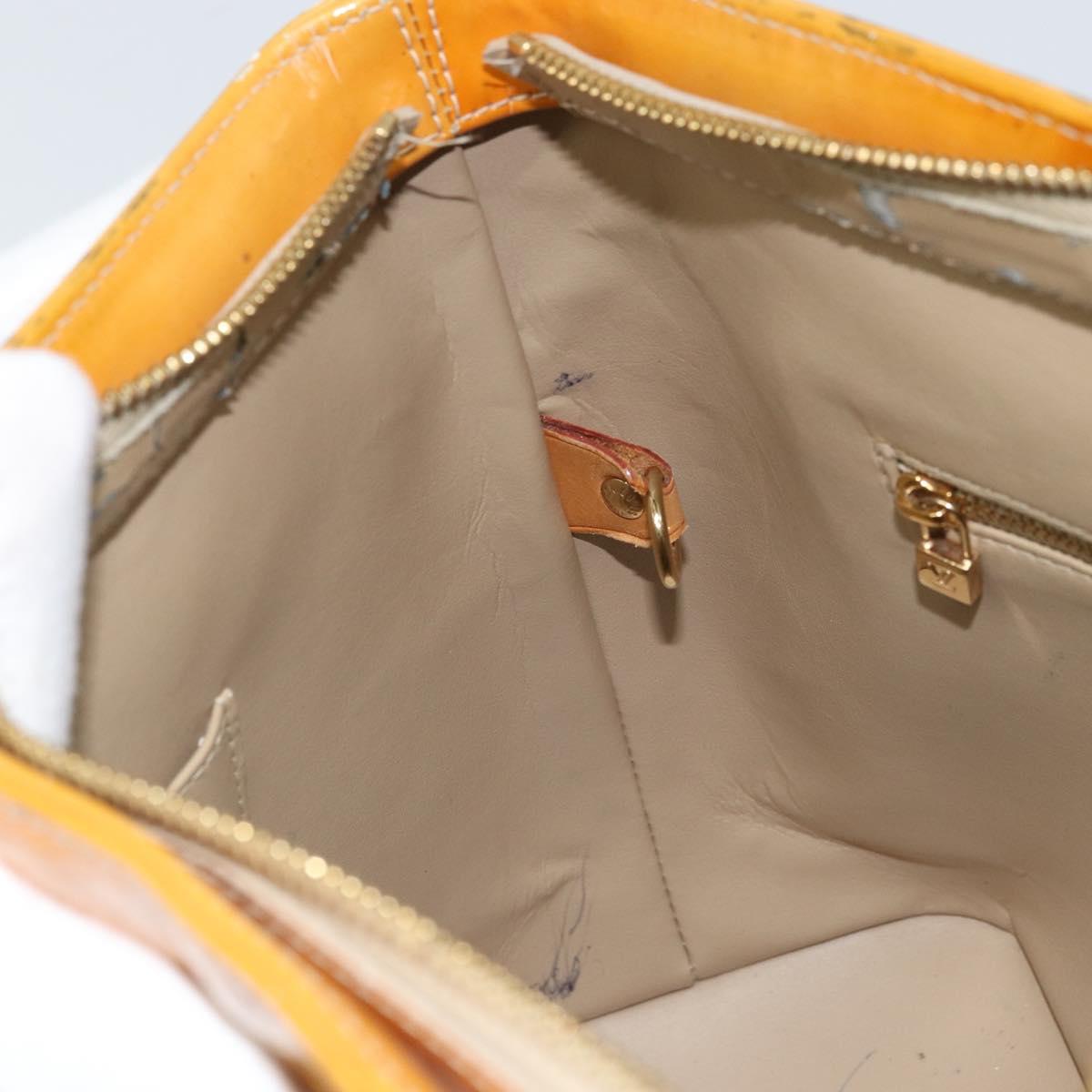 LOUIS VUITTON Monogram Vernis Houston Hand Bag Beige M91004 LV Auth 173330