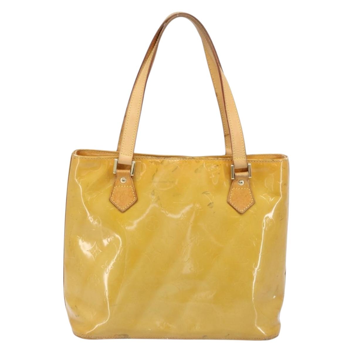 LOUIS VUITTON Monogram Vernis Houston Hand Bag Beige M91004 LV Auth 173330