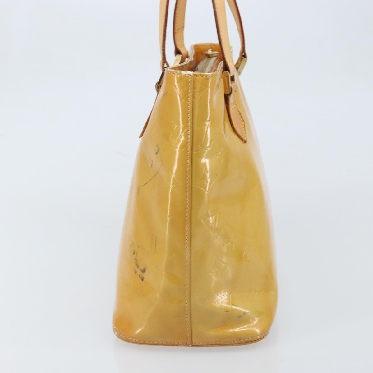 LOUIS VUITTON Monogram Vernis Houston Hand Bag Beige M91004 LV Auth 173330