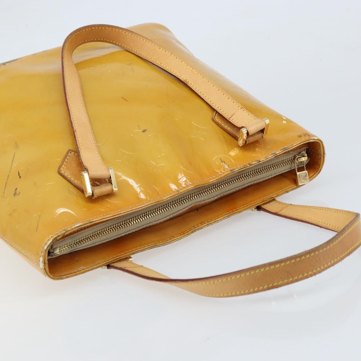 LOUIS VUITTON Monogram Vernis Houston Hand Bag Beige M91004 LV Auth 173330