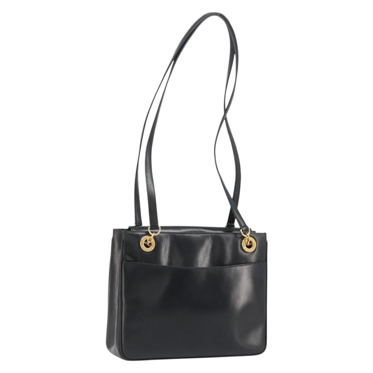 GUCCI Shoulder Bag Leather Black Gold 001 46 1641 Auth 173331
