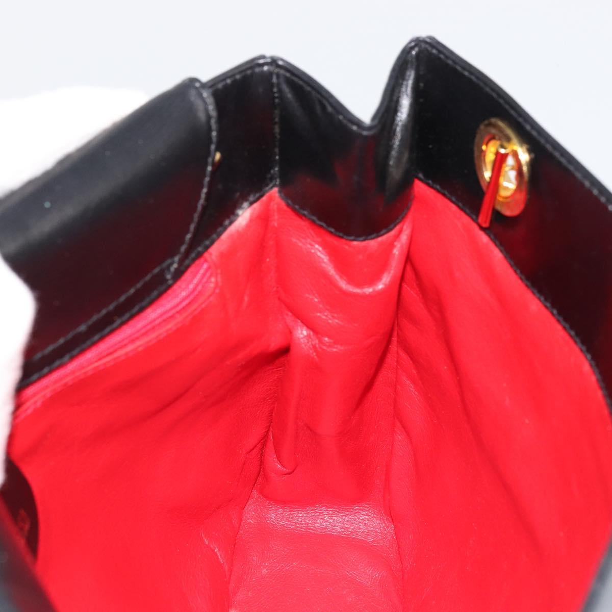 GUCCI Shoulder Bag Leather Black Gold 001 46 1641 Auth 173331