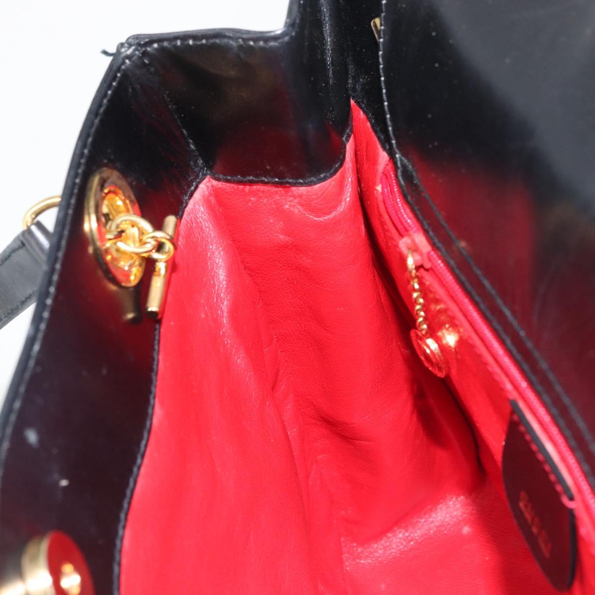 GUCCI Shoulder Bag Leather Black Gold 001 46 1641 Auth 173331