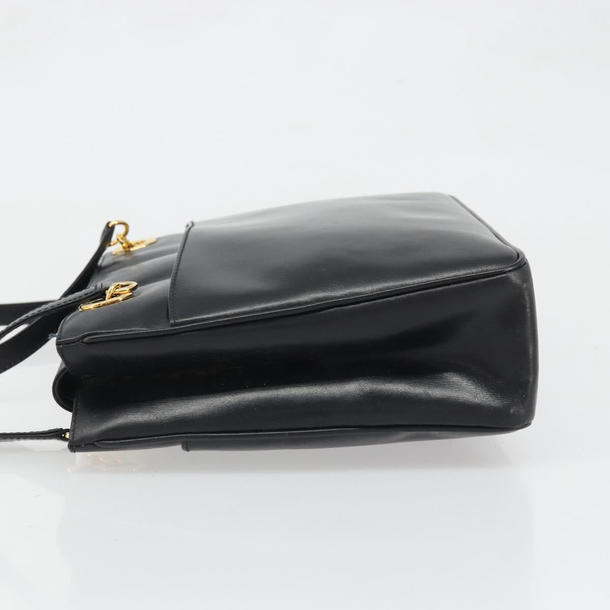 GUCCI Shoulder Bag Leather Black Gold 001 46 1641 Auth 173331
