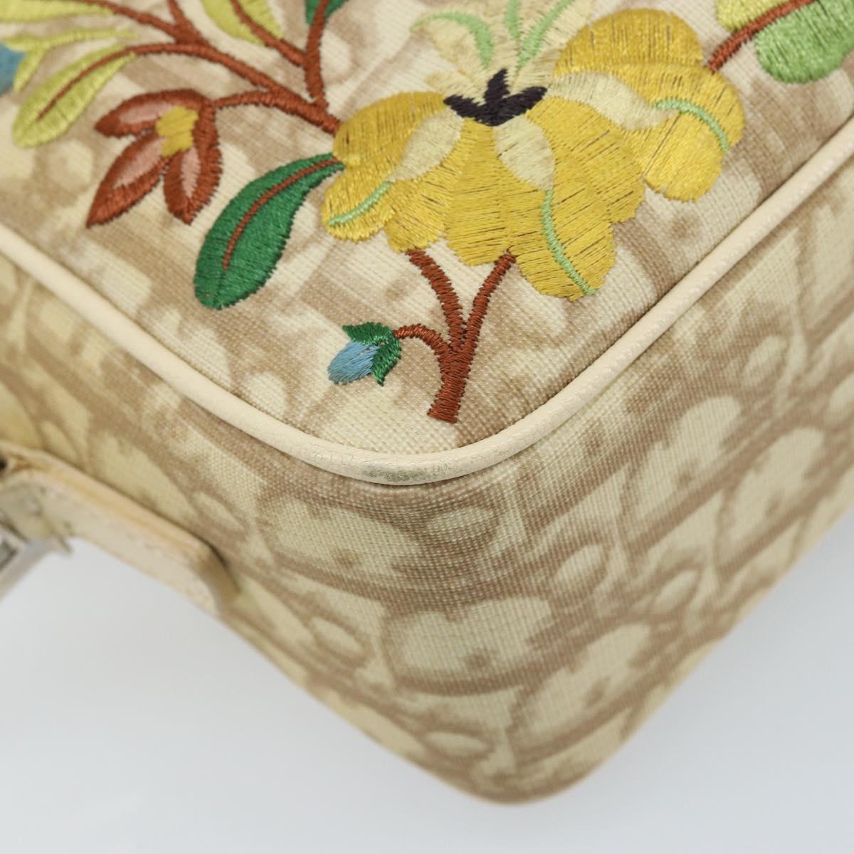 Christian Dior Trotter Canvas Shoulder Bag PVC Ivory Silver Auth 173352V