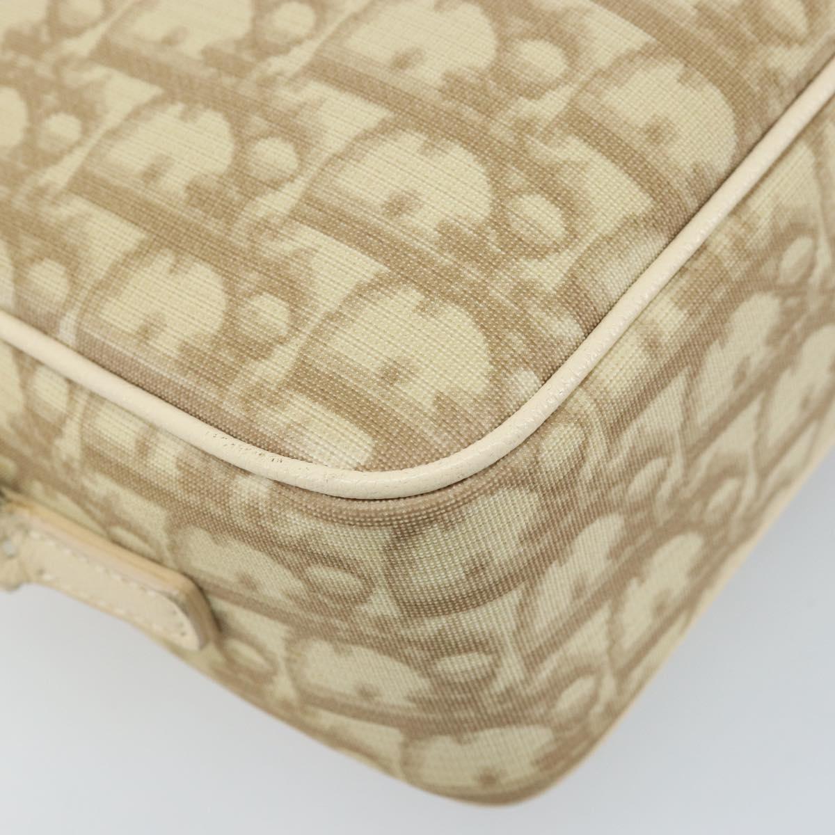 Christian Dior Trotter Canvas Shoulder Bag PVC Ivory Silver Auth 173352V
