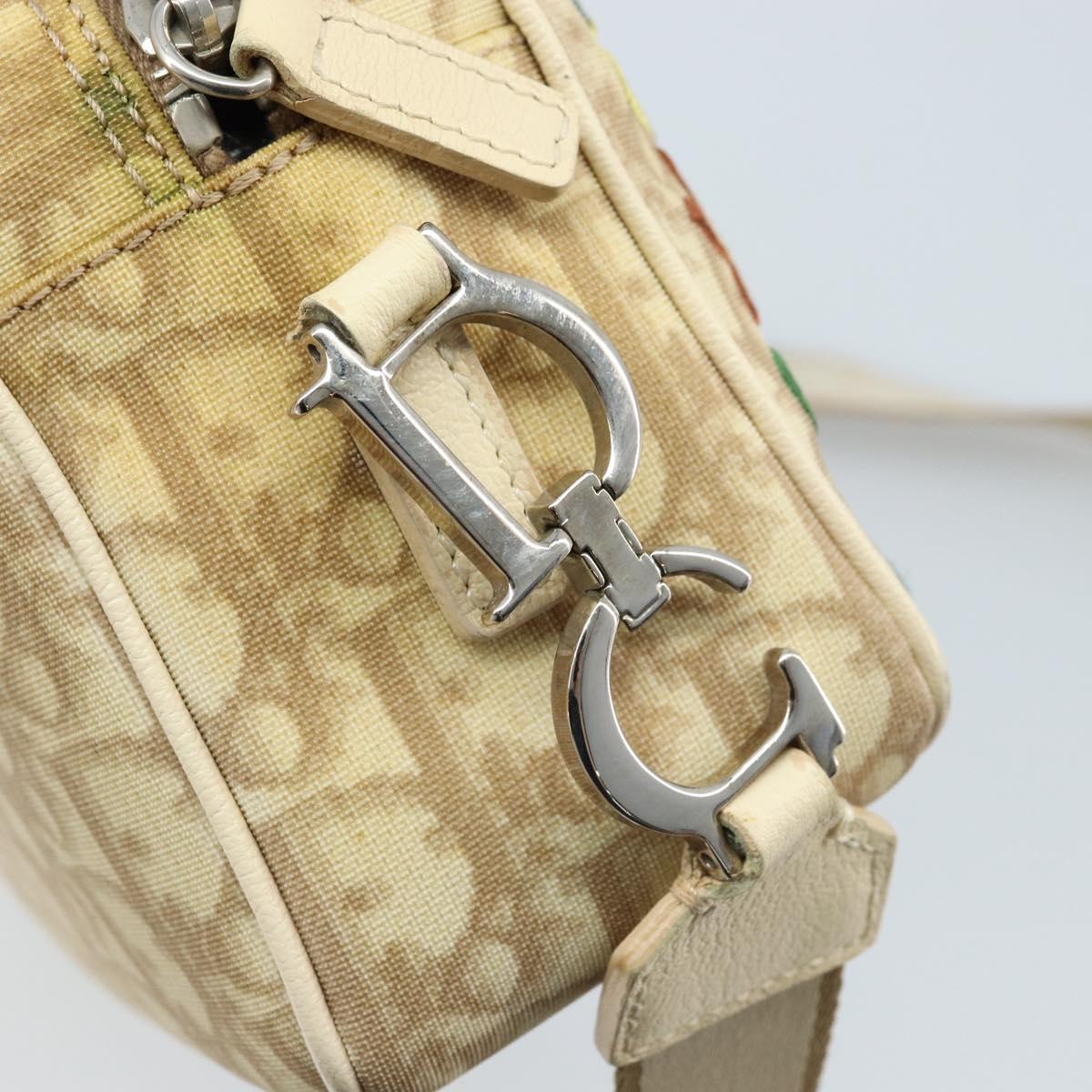 Christian Dior Trotter Canvas Shoulder Bag PVC Ivory Silver Auth 173352V