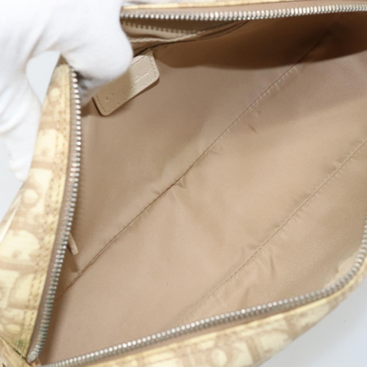 Christian Dior Trotter Canvas Shoulder Bag PVC Ivory Silver Auth 173352V