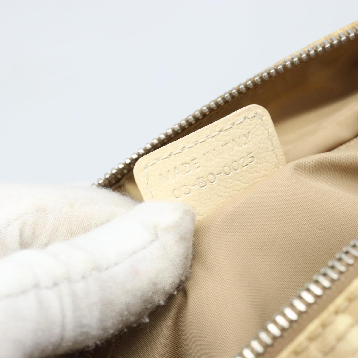 Christian Dior Trotter Canvas Shoulder Bag PVC Ivory Silver Auth 173352V