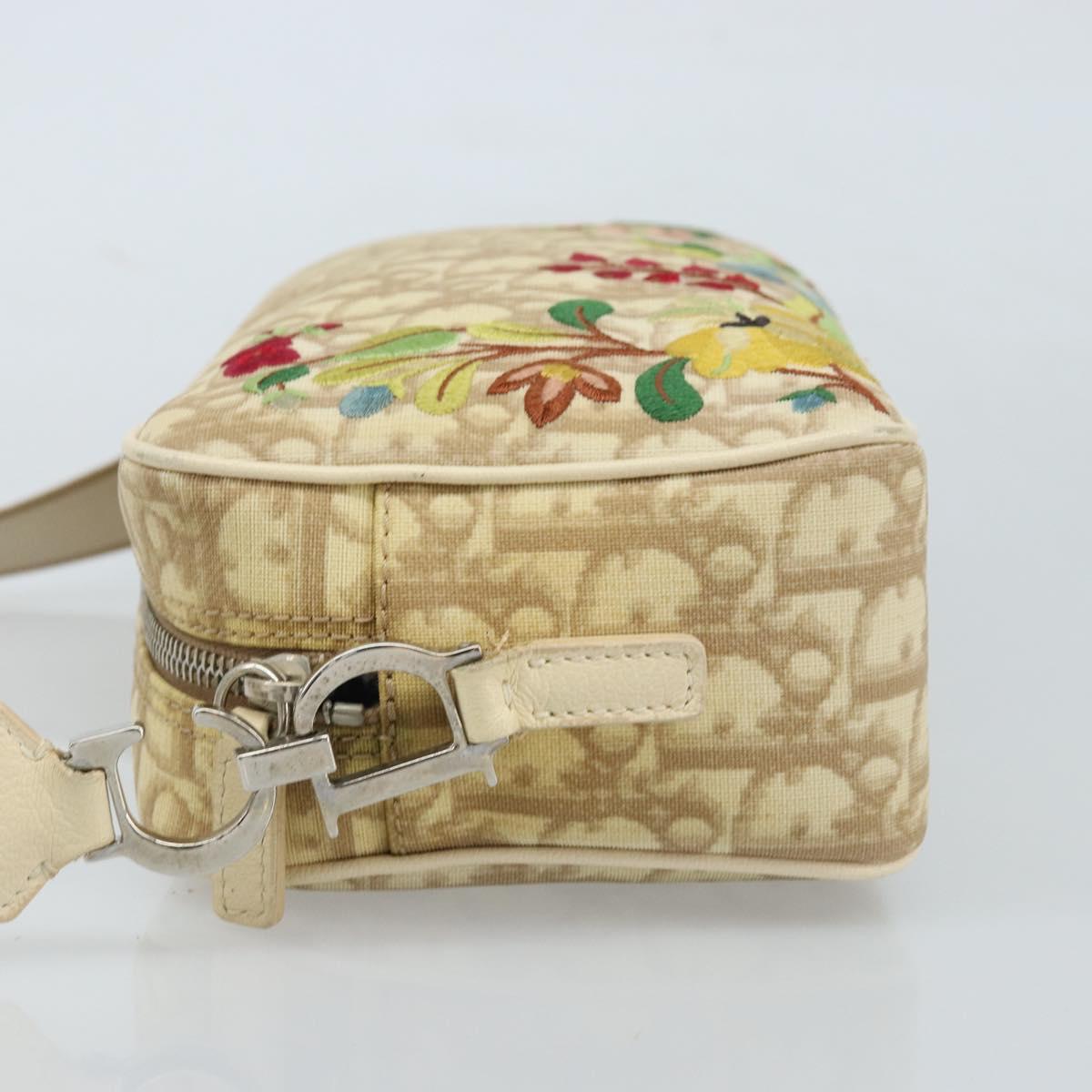 Christian Dior Trotter Canvas Shoulder Bag PVC Ivory Silver Auth 173352V
