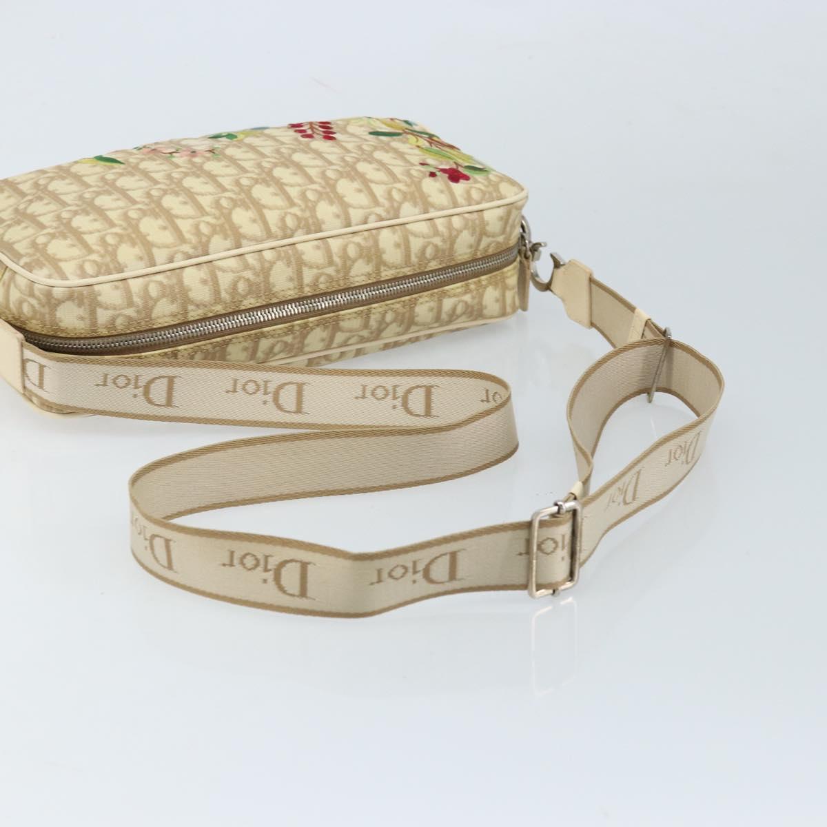 Christian Dior Trotter Canvas Shoulder Bag PVC Ivory Silver Auth 173352V